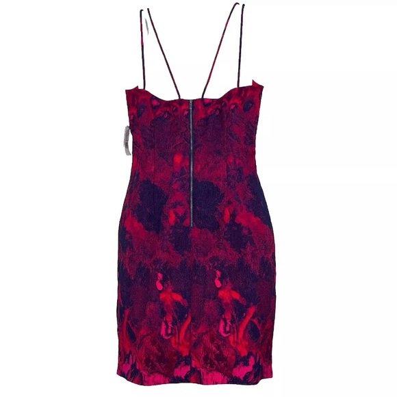 Aidan Mattox Dress Size 8 Spaghetti Strap Jacquard Mini Cocktail Dress - Picture 5 of 16